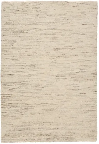 THEKO Wollteppich Hadj Uni - Handgeknüpfter Berberteppich in Beige - Teppich aus 100% Wolle, handgeknüpft und wärmeisolierend, ideal für eine gemütliche Wohnatmosphäre, Größe 140 cm x 200 cm, Höhe 25 mm.