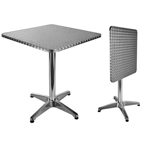 Haushalt International Aluminium Bistro Tisch, klappbar und elegant - Kaffeetische, rechteckiger Aluminium Bistro Tisch, klappbar und platzsparend, ideal für Garten oder Balkon.