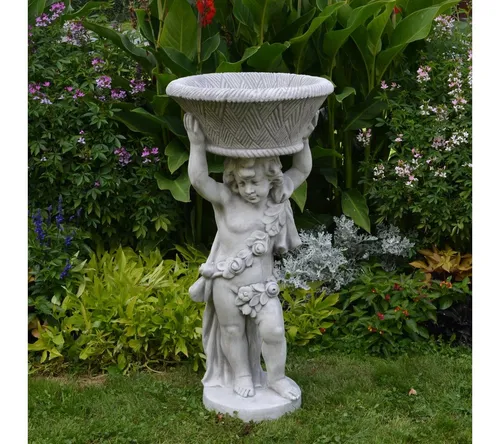 gartendekoparadies.de Pflanzschale Junge mit großer Pflanzschale Pflanzgefäß, H. 107 cm, 13 Liter, 97 kg, Frostsicher