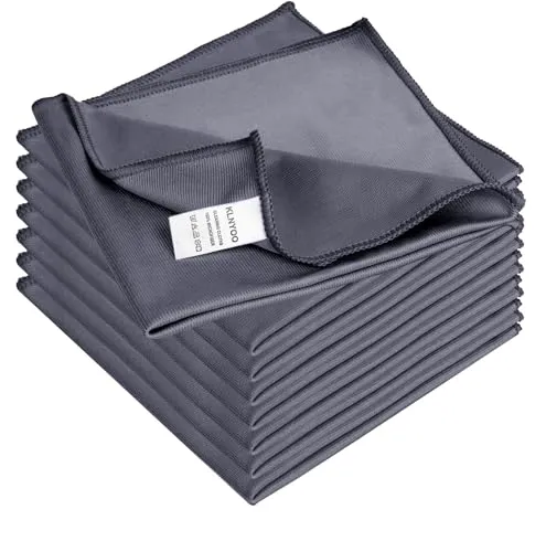 KSolars Mikrofaser-Reinigungstücher, fusselfrei, streifenfrei, schnell und einfach zu reinigen, Fenster und Spiegel ohne Chemikalien, Poliertuch, 40,6 x 40,6 cm, 8 Stück (Grau)