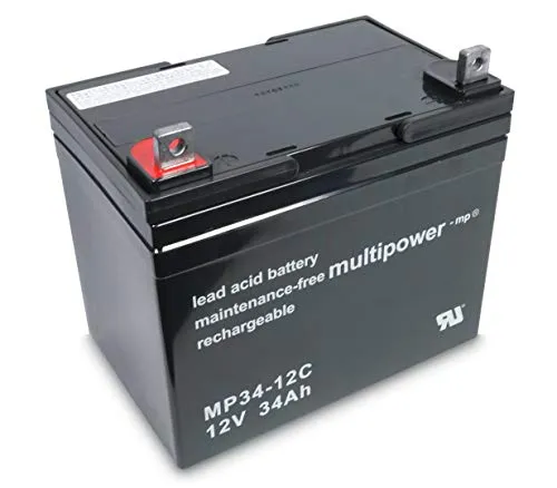 Multipower MP34-12C 12V 34Ah AGM Blei Akku zyklenfest für Rollstühle, Caddys uvm