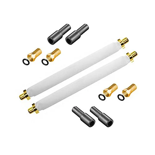 ARLI 2x Fensterdurchführung 20 cm – Selbstklebend + 4x F-Stecker + 4x Gummitülle | Vergoldete Anschlüsse | SAT TV Flachkabel für Fenster & Türen Wohnwagen Camping | SAT TV Koaxialkabel