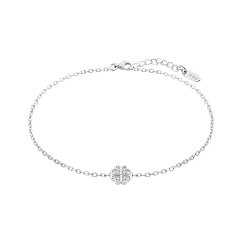 LOTUS SILVER Damenarmband Silber 925 LP3052-2/1 Kleeblatt 4 Blätter Glücksbringer - Poliertes, fein verarbeitetes Armband - Ideal als Geschenk zum Geburtstag