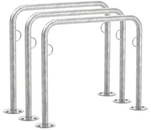 Fahrradanlehnsystem Trust 21 | 3er Pack | 1000mm - Fahrradständer für 2 Fahrräder mit stabiler Stahlrohrkonstruktion, verzinkt - Bietet Sicherheit vor Diebstahl und Beschädigung. Ideal für jede Fahrradgröße und jeden Fahrradtyp.