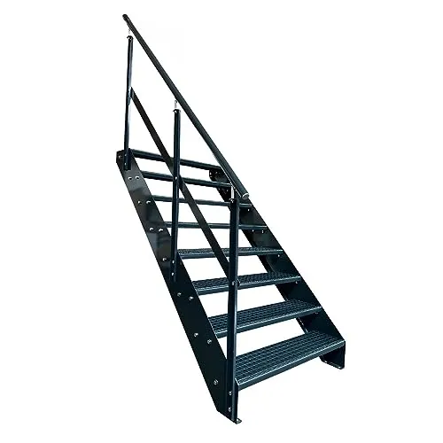 Kaminbau Mierzwa Premium Außentreppe Anthrazit mit Geländer