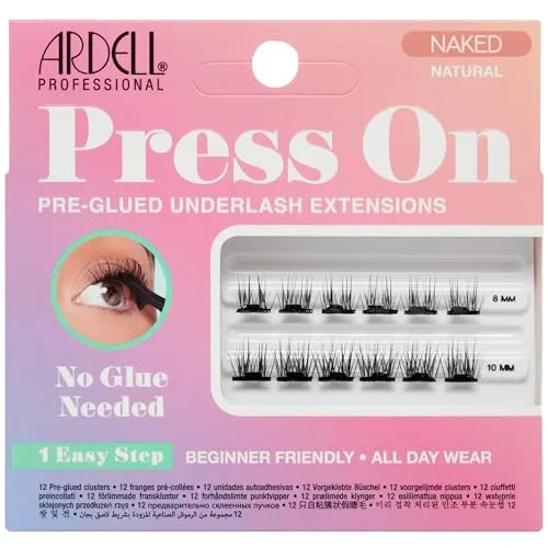 Ardell Press On Pre Glued Underlash Eyelash Extensions Naked Natural Cluster Lashes Kit Anfängerfreundliches DIY Lash Extension Kit Verschiedene Längen Mini Pack 12 Wimpernbüschel