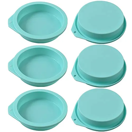 Newk Silikon-Kuchenformen, 6 Packungen Antihaft-Silikonform zum Backen, Kuchen-, Muffin- und Harzuntersetzer – 4 Zoll