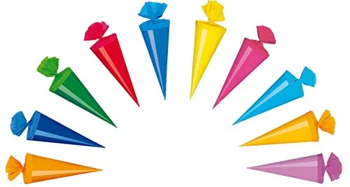 Deko Schultüten/Länge: 20cm / 10 Farben 10