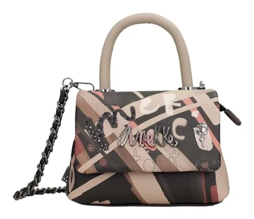 Anekke Parisian Damen-Handtasche – mehrfarbig bedruckt, Bandolera S - Inspirierte Handtasche mit traumhaften Illustrationen aus Paris. Größe 20 x 13 x 8 cm, verstellbarer Riemen, praktischer Verschluss und robustes Material für Ihren kreativen Alltag.