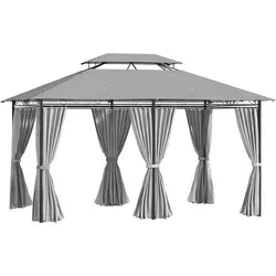 Outsunny Pavillon 300x400 cm - Dunkelgrau - Geräumiger Pavillon von Outsunny mit robustem Stahlgestell und wasserabweisendem Doppeldach für optimalen Schutz vor Sonne und Regen. Ideal für entspannte Stunden im Garten.