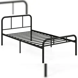 COSTWAY Metallbett Bettgestell 90x200cm, modernes Einzelbett mit Kopf- und Fußteil