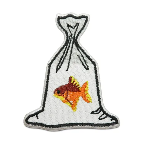 süßer Fisch in Plastiktüte Aufbügel-Patch | Wasser Bügelflicken, Nemo Patches
