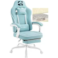 WOLTU Gaming Stuhl mit Taschenfederkissen - Ergonomischer Drehstuhl in Hellblau - Bürostuhl mit atmungsaktivem Sitz und Taschenfedern für optimalen Komfort, ideal für lange Gaming-Sessions oder Home Office. Verstellbare Funktionen und robuste Struktur für maximale Unterstützung.
