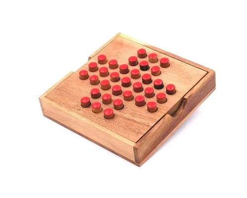 ROMBOL Denkspiele Spiel Solitaire - unterhaltsamer Klassiker aus edlem Holz, Steckspiel, Holzspiel