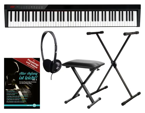 FunKey SP-588 Easy-Piano Set - Keyboards: 88 Tasten mit Anschlagdynamik, integrierter Akku und Lautsprecher, inklusive Tasche und Zubehör – perfekt für Einsteiger und Musikliebhaber!