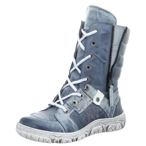KRISBUT 3310-1 BSF Schnürstiefel Damen in Blau - Gr. 40 - Wanderschuhe mit modischem Design, warmem Futter für kalte Tage und zusätzlichem Reißverschluss für einfachen Einstieg.