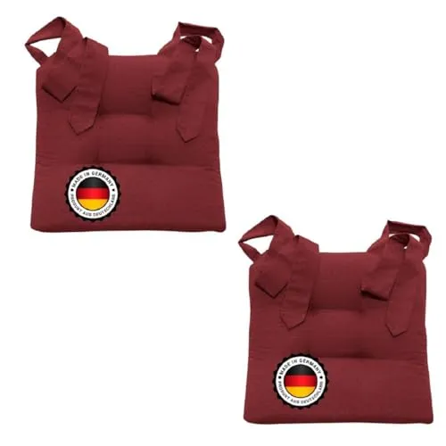 Bonvionn Stuhlkissen mit zwei Schleifenband, extra dick in rot von Bonvionn