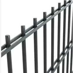 Doppelstabmattenzaun Höhe 63 cm 6/5/6 mm Anthrazit - 1 Zaun 2 Pfosten = 250 cm - Grau