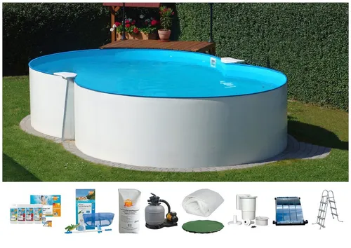 Clear Pool Achtformpool Set, 470x300x120 cm mit Solarset