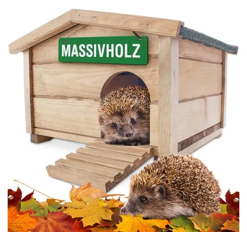 Igelhaus Ruby 323 - Winterquartier für Igel - Vogelhäuser: Wetterfestes Igelhaus aus behandeltem Holz mit Labyrintheingang und Bitumen Klappdach, ideal für den Schutz von Igeln im Winter.