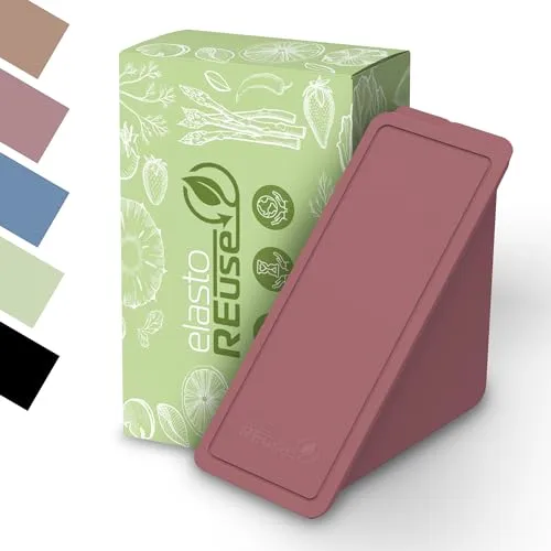 elastoREuse Sandwichbox take away Verpackung - Essensbehälter to go Brötchen Lunchbox nachhaltige Mehrweg Dose spülmaschinengeeignet (raffiniertes rot)