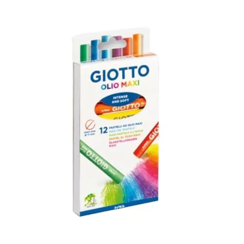 Produktbild GIOTTO Olio Maxi Ölpastell-Set für Kinder, 12 Farben, große Kinder-Künstlerpastelle, optimal für Zuhause und Schule