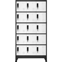 vidaXL Schließfachschrank Anthrazit und Weiß 90x40x180 cm aus Stahl - Werkstatteinrichtung mit 15 abschließbaren Fächern, ideal für Schulen und Büros zur sicheren Aufbewahrung von Kleidung und persönlichen Gegenständen.