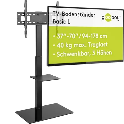 Goobay TV-Bodenständer für 37-70 Zoll 58526 - TV-Halterungen für Fernseher von 37 bis 70 Zoll, schwenkbar und mit flexibler Höheneinstellung, ideal für einen optimalen Blickwinkel und einfache Montage.