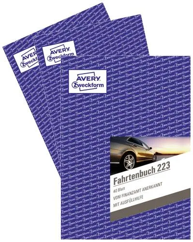 Avery-Zweckform 223-3 DIN A5 Fahrtenbuch 3er Pack - Fahrtenbücher für Dienstfahrten, steuerlich anerkannt und ideal für Dienstwagen-Nutzer zur Einsparung von Steuern durch präzise km-Nachweise.