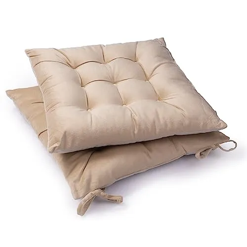 Paco Home Sitzkissen mit Befestigungsbänder 40x40 Stuhl Bürostuhl Kissen Stuhlkissen Innen Indoor versch. Farben 2er Set