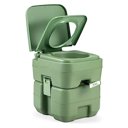 COSTWAY 20L + 12L Campingtoilette - Tragbare mobile Toilette für Camping und Wohnmobil, abnehmbarer Abwassertank und hohe Stabilität bis 100 kg