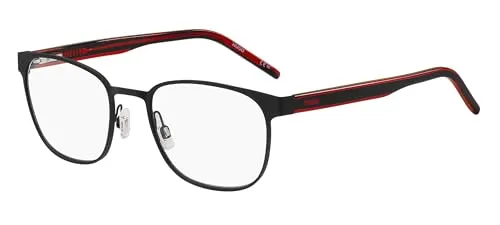 HUGO Rechteckig Metall Brillen in Black Red für Herren, Brille mit Sehstärke, optional mit Sonnenbrillen tönung oder Blaulichtfilter (Modell HG 1246)