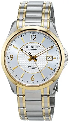 Regent Herren Analog Quarz Uhr mit Edelstahl Armband 11160225