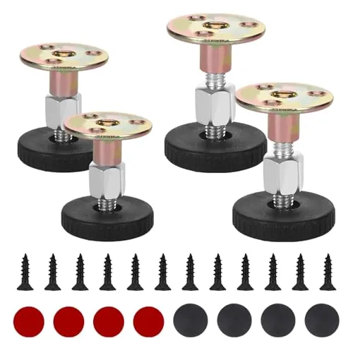 Sploziia 4 Stück Verstellbarer Gerätefüße-Verstellbare Möbelfüße, Möbelfüße Verstellbar Mit 12 Schrauben Für Kleiderschrank Bett Beine Sofa Tisch（47-64 mm）