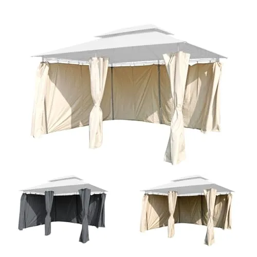 Mojawo 6er Seitenteile Set für Pavillon 4x3m Gartenpavillon Seitenwand Sichtschutz Farbwahl Partyzelt Wasserdicht, Farben:Beige