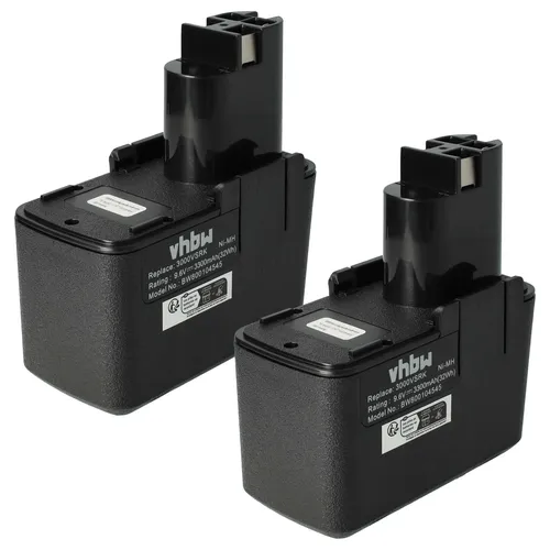 vhbw 2x Akku kompatibel mit Bosch GSR 9.6 VPE-2, GSR 9.6 VES-2, GSR 9.6VET, PBM 9.6 VE-2, PBM 9.6VES-2, PBM 9.6 VSP-2 Werkzeug (3300 mAh, NiMH, 9,6 V)