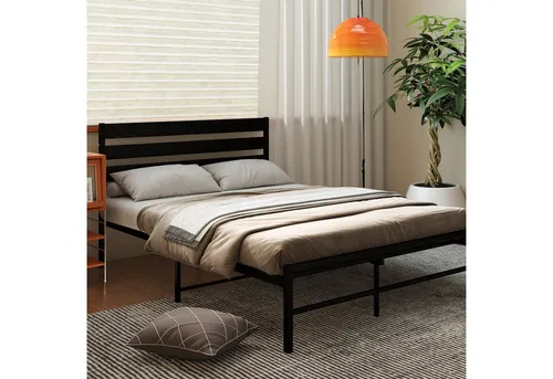 REDOM Metallbett Modernes Design, Metallbett mit komfortablem Kopfteil (stabiler Konstruktion und minimalistischem Design, 140x200cm Inklusive Matratze), perfekt für Erwachsene und Jugendliche