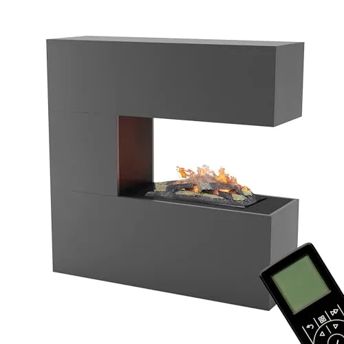 GLOW FIRE Elektrokamin Schiller - 3D Wasserdampfkamin mit Knisterfunktion - Elektrokamin mit realistischem 3D-Flammeneffekt und integrierter Knisterfunktion für eine entspannte Atmosphäre. Einfach zu montieren und Made in Germany.