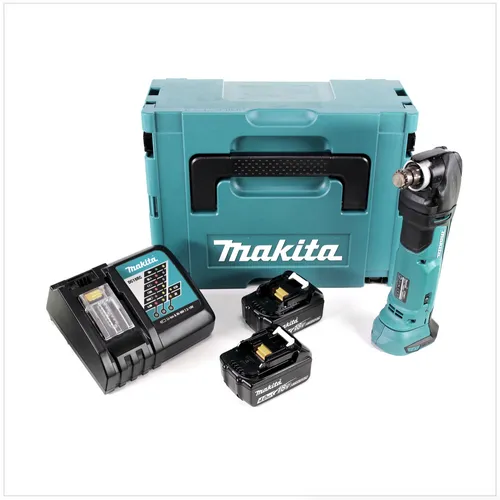 Makita DTM 51 RMJ Akku Multifunktionswerkzeug 18 V - Multifunktionswerkzeug mit 2 starken 4,0 Ah Akkus und Ladegerät, ideal für vielseitige Anwendungen im Heim- und Handwerk.