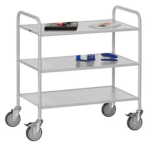 Fetra Bürowagen 4882 - Lichtgrau, 90 x 93 x 54cm - Akten- & Hängeregistraturwagen mit 3 Ablageböden, stabiler Stahlrohr-Konstruktion und 4 spurlosen Lenkrollen für optimale Mobilität. Ideal für Drucker und Büroorganisation.