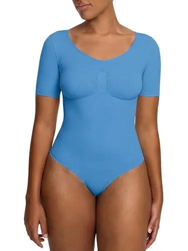 creamy fabrics T-Shirt Bodysuit Shapewear mit Slip – Figurformender Body für Damen - Figurformender Bodysuit für Damen mit starker Kompression für Bauch und Taille. Nahtlos und atmungsaktiv, sorgt für eine schlankere Silhouette und perfekten Sitz – ideal für den Alltag.