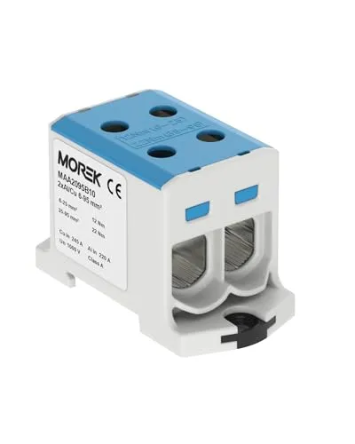 Verteilerblock f. Al/Cu geeignet 4x6-95mm2 blau 1pol. 1000V AC/DC Klemme isoliert OTL 95-2 MAA2095B10 Morek 4122