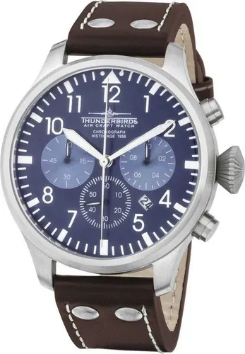 Thunderbirds Chronograph Herrenuhr TB1076-02 – Sportlicher Zeitmesser mit 47 mm Edelstahlgehäuse - Armbanduhren mit präziser Zeitmessung, Stoppfunktion und bis zu 5 ATM wasserdicht. Ideal für sportliche Aktivitäten und den Alltag.