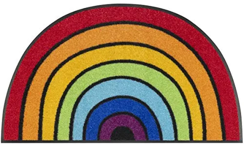 wash+dry by Kleen-Tex Fußmatte Round Rainbow, halbrund - Bunte Schmutzfangmatte für In- und Outdoor, waschbar bei 60°C und strapazierfähig, ideal für Eingangsbereiche.