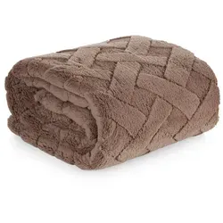 Wohndecke CARO, Design91, Karierte Kuscheldecke ideales Geschenk Weiche, warme Decke beige|braun 170 cm x 210 cm