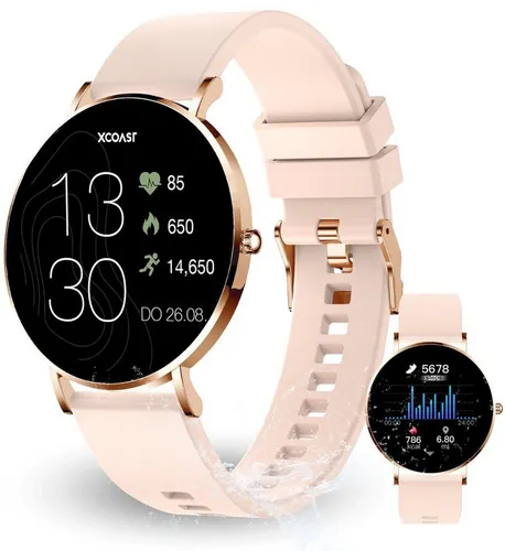 XCOAST Smartwatch Siona 2 in Roségold - Stilvoll und Funktional - Smartwatch / Fitnessbänder mit Gesundheitsmonitoring und elegantem Roségold-Design, ideal für modebewusste Fitness-Enthusiasten.