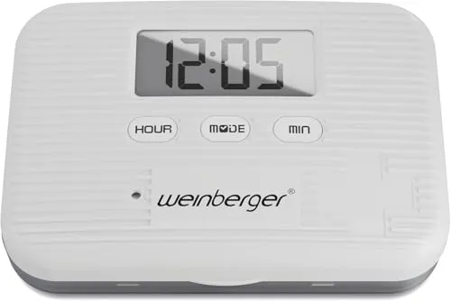 Weinberger Tablettenbox mit Alarmfunktion - Medizinischer Bedarf – Die praktische Pillenbox mit 6 Fächern und einem Vibrationsalarm, ideal für die sichere Einnahme von Medikamenten unterwegs.