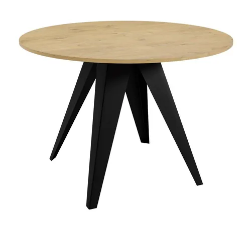 Feldmann-Wohnen Esstisch Rund, Dunkelbraun, Schwarz - Moderner Esstisch mit elegantem Design, ausziehbar und ideal für jedes Esszimmer. Pflegeleichte Oberfläche und individuelle Größenoptionen für maximale Flexibilität.