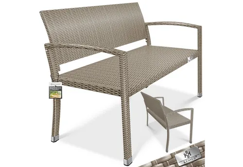 KESSER® Polyrattan Gartenbank - Wetterfeste 2-Sitzer Bank, 125x62x90cm, Creme
