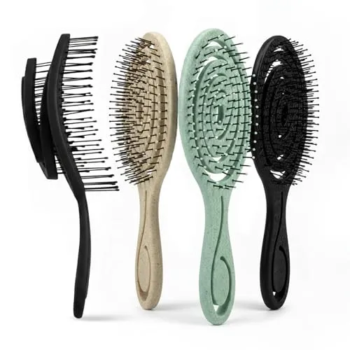 Haarbürste Entwirrbürste Stylingbürste Lockenbürste Detangler Ergonomischer Griff Kopfmassage Schwarz 1 Stück